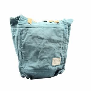 FEED Canvas Tote Bag Blue w/ Leather Straps Large Shopper Carryall